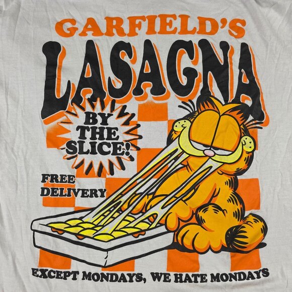 Garfield Lasagna Graphic Tee Mens XL White Shirt Cartoon Comic Short Sleeve - Picture 3 of 9